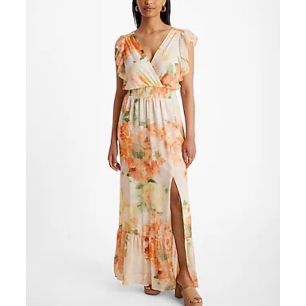 Floral Flutter Sleeve Maxi Dress NWT
